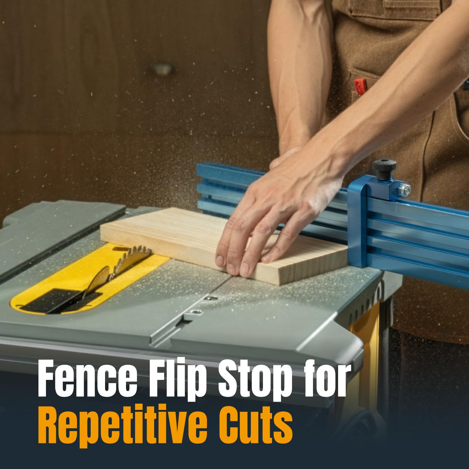 POWERTEC 71367-P2 3-Inch Fence Flip Stop for Woodworking, 2PK